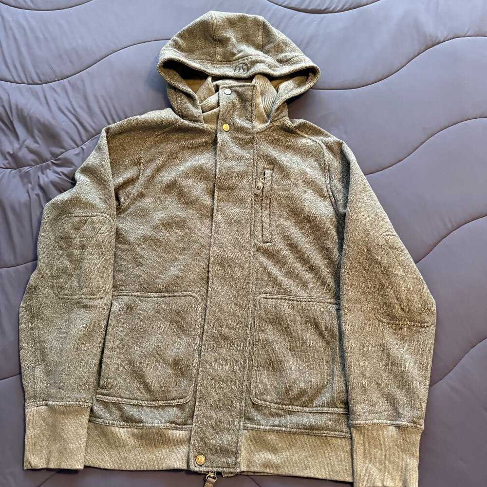 Lululemon Hoodie Mens M Gray Preowned Knit Mock Neck Full Zip Heavy Hoodie XL
